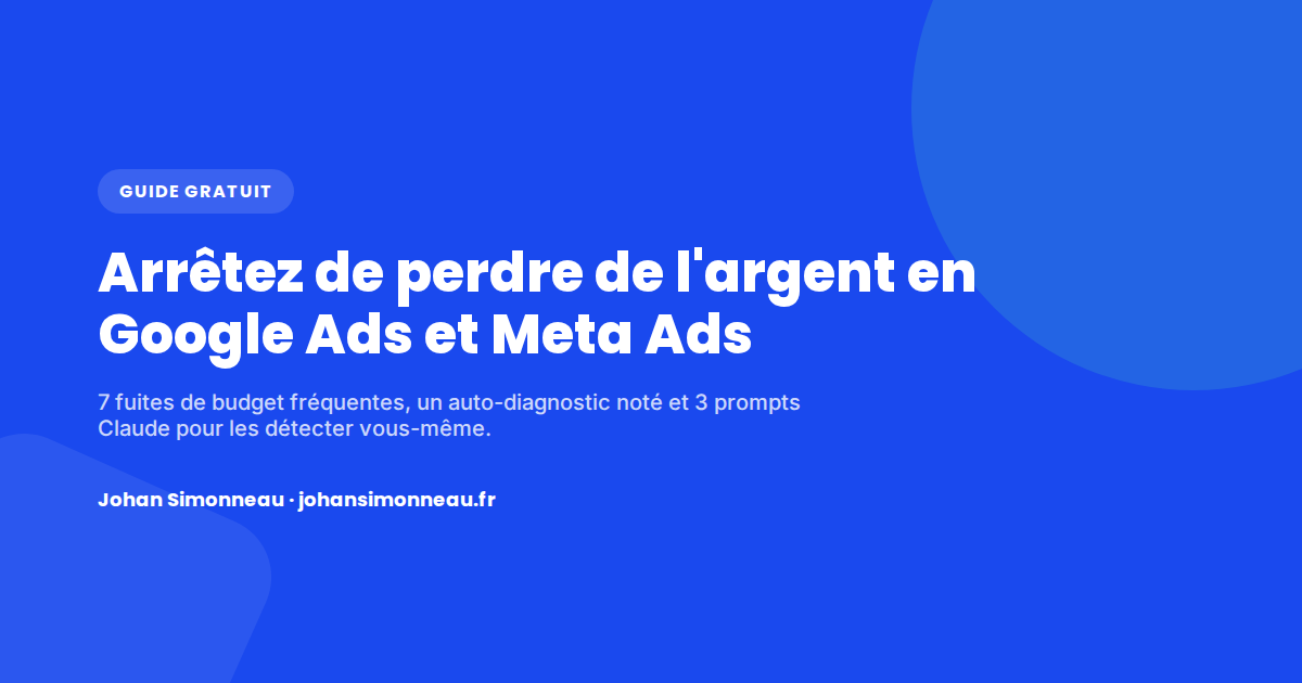Couverture du guide arrêtez de perdre de l'argent en Google Ads et Meta Ads