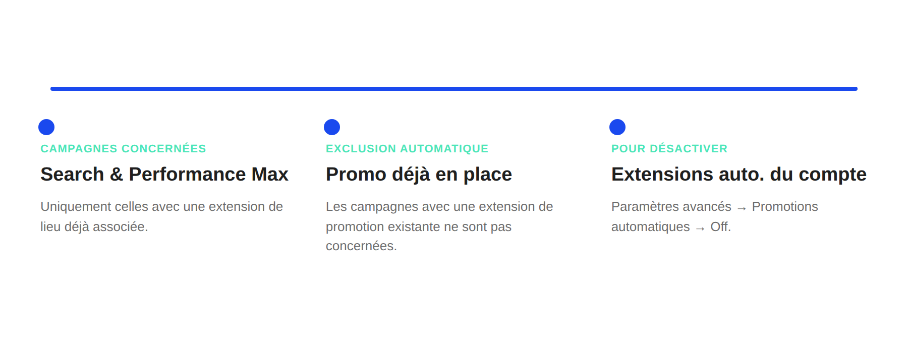Les campagnes concernées, les exclusions automatiques, et où désactiver le réglage des promotions automatiques Google Ads.