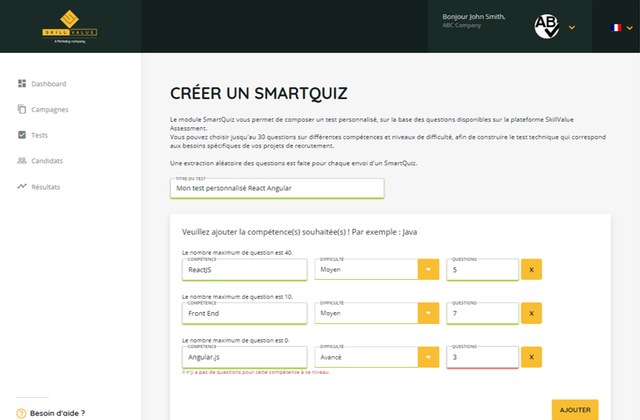 Aperçu du projet SkillValue
